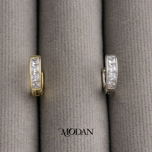Baguette Rectangular Bar Hoops Earrings Anting Bulat Hypoallergenic Gold Plated