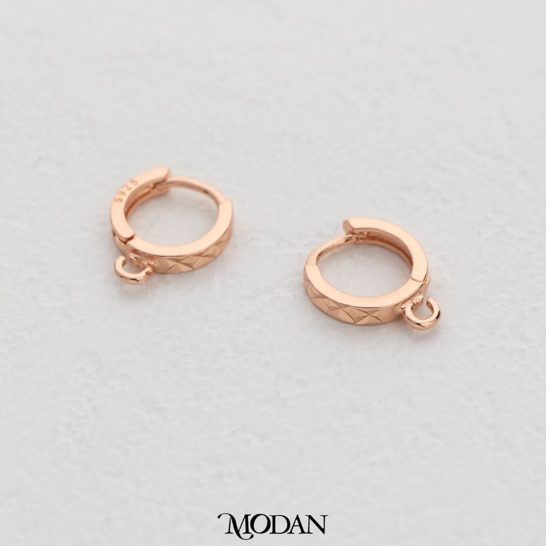Rosegold Textured Round Hoop Earrings DIY Earrings Findings Pengait Anting Bulat Unfinished Hypoallergenic Gold Plated