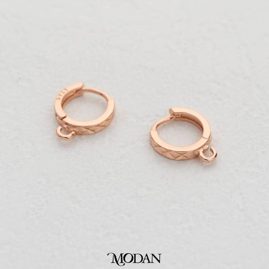 Rosegold Textured Round Hoop Earrings DIY Earrings Findings Pengait Anting Bulat Unfinished Hypoallergenic Gold Plated