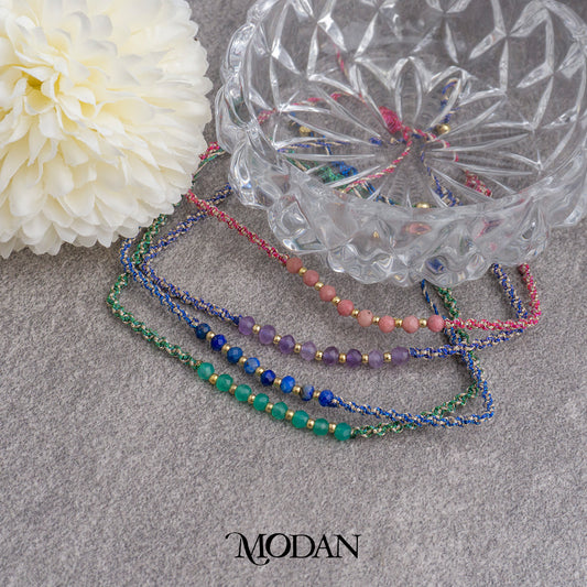 Summer Colorful Beads Beach Style Adjustable Bracelet Gelang Tali Serut Warna Warni Hypoallergenic Gold Plated