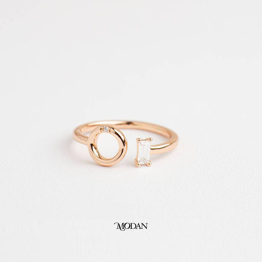 Simple Circle And Baguette Adjustable Ring Cincin Bulat Simple Hypoallergenic Gold Plated