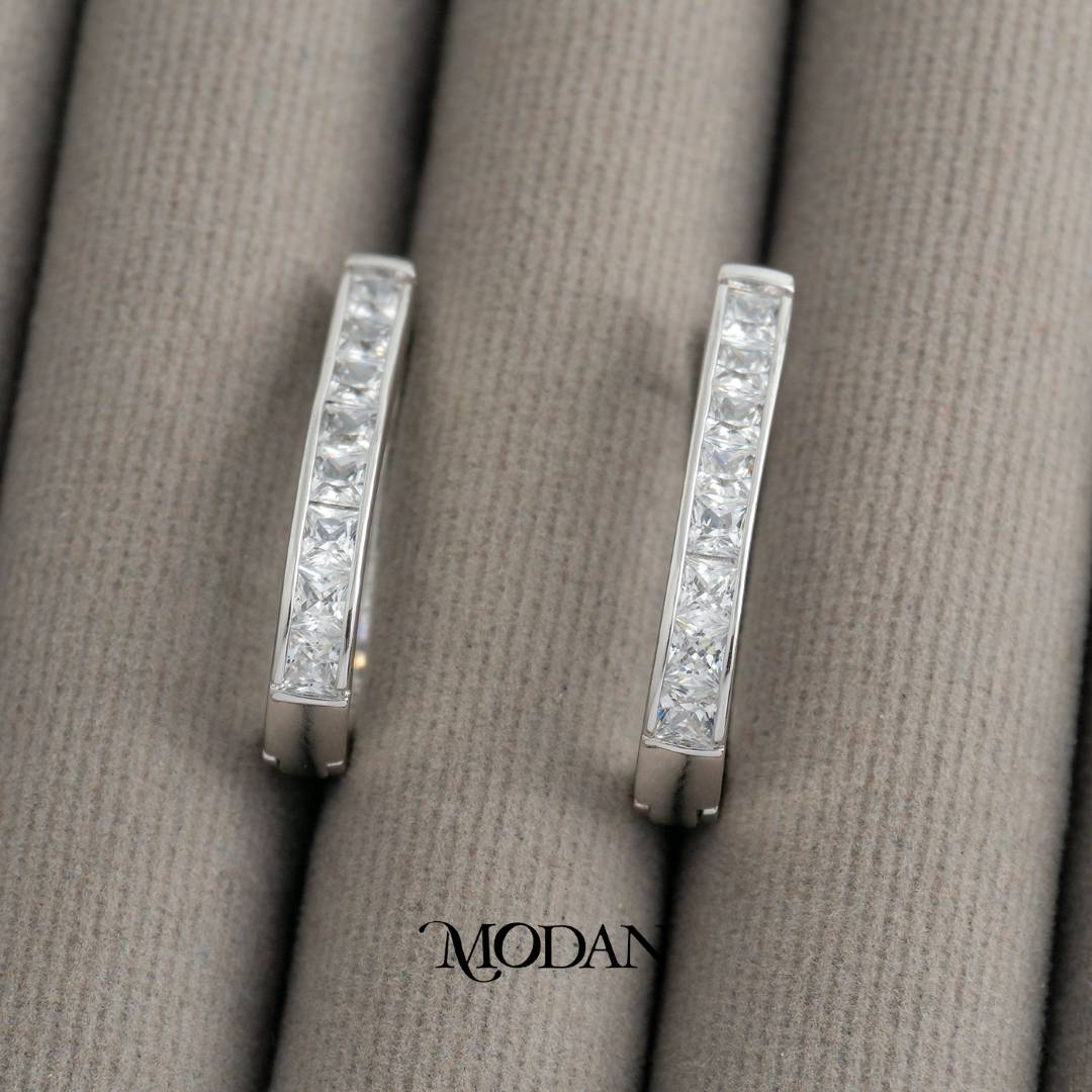 (25mm) Simple Elegant Micro Pave Hoops Earrings Anting Bulat Hypoallergenic Gold Plated