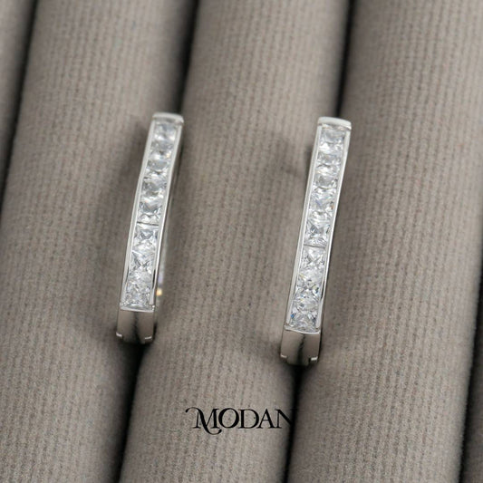(25mm) Simple Elegant Micro Pave Hoops Earrings Anting Bulat Hypoallergenic Gold Plated
