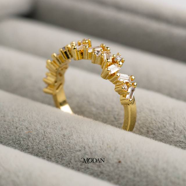 Minimalist Irregular Baguette Adjustable Ring Cincin Baguette Minimalist Hypoallergenic Gold Plated
