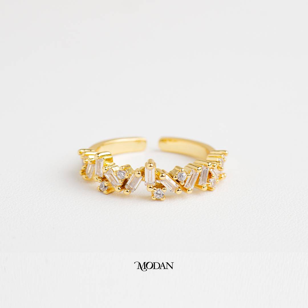 Minimalist Irregular Baguette Adjustable Ring Cincin Baguette Minimalist Hypoallergenic Gold Plated