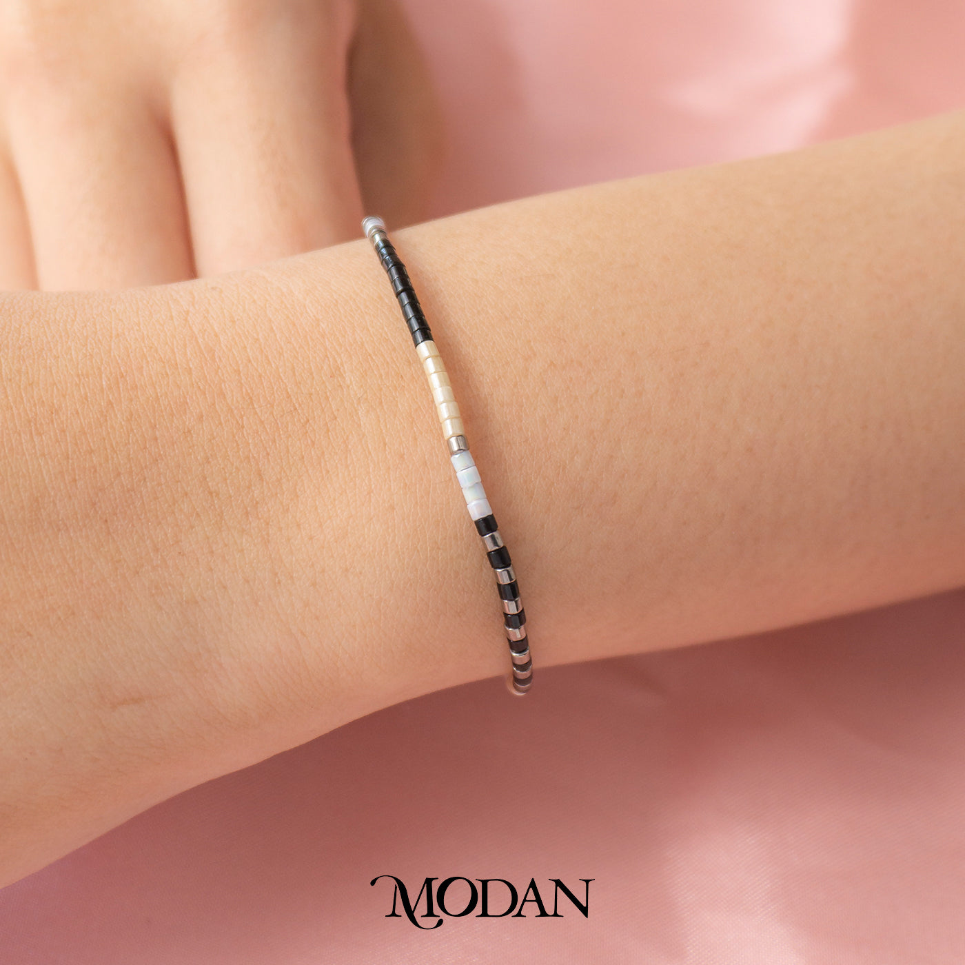 Summer Black & Purple Rice Beads Adjustable Bracelet Gelang Tali Serut Warna Warni Pantai Hypoallergenic Gold Plated