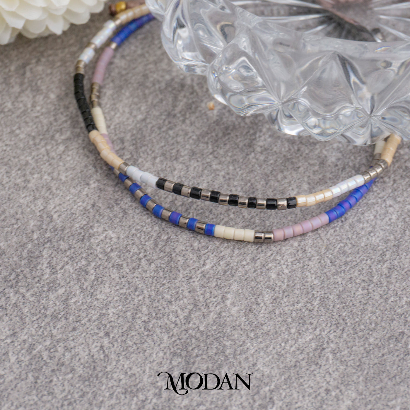 Summer Black & Purple Rice Beads Adjustable Bracelet Gelang Tali Serut Warna Warni Pantai Hypoallergenic Gold Plated