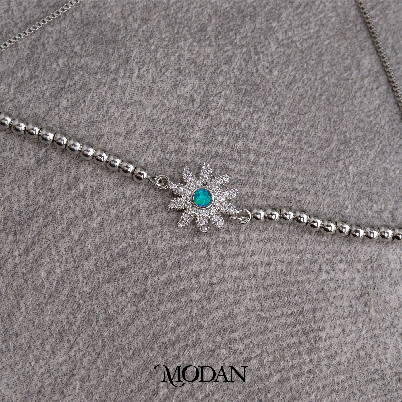 Silver Sunflower Moonstone Bubble Chain Adjustable Bracelet Gelang Bunga Hypoallergenic Gold Filled