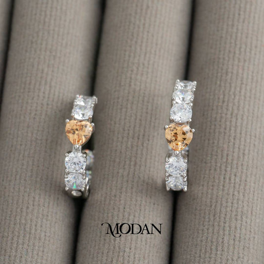 Love Heart Trendy C Hoop Earrings Anting Bulat  Hypoallergenic Gold Plated