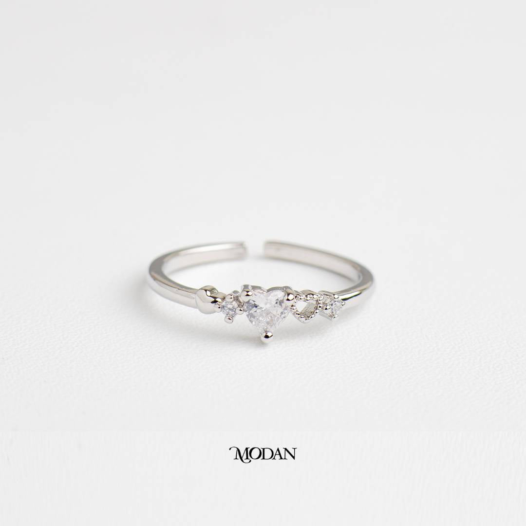 Minimalist Dainty Heart Adjustable Ring Cincin Hati Kecil Hypoallergenic Gold Plated