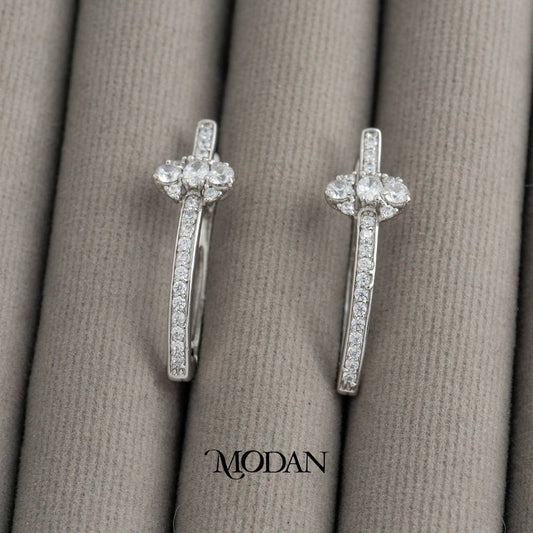 (30mm) Bow Oval Latch Hoop Earrings Anting Oval Hypoallergenic Gold Plated