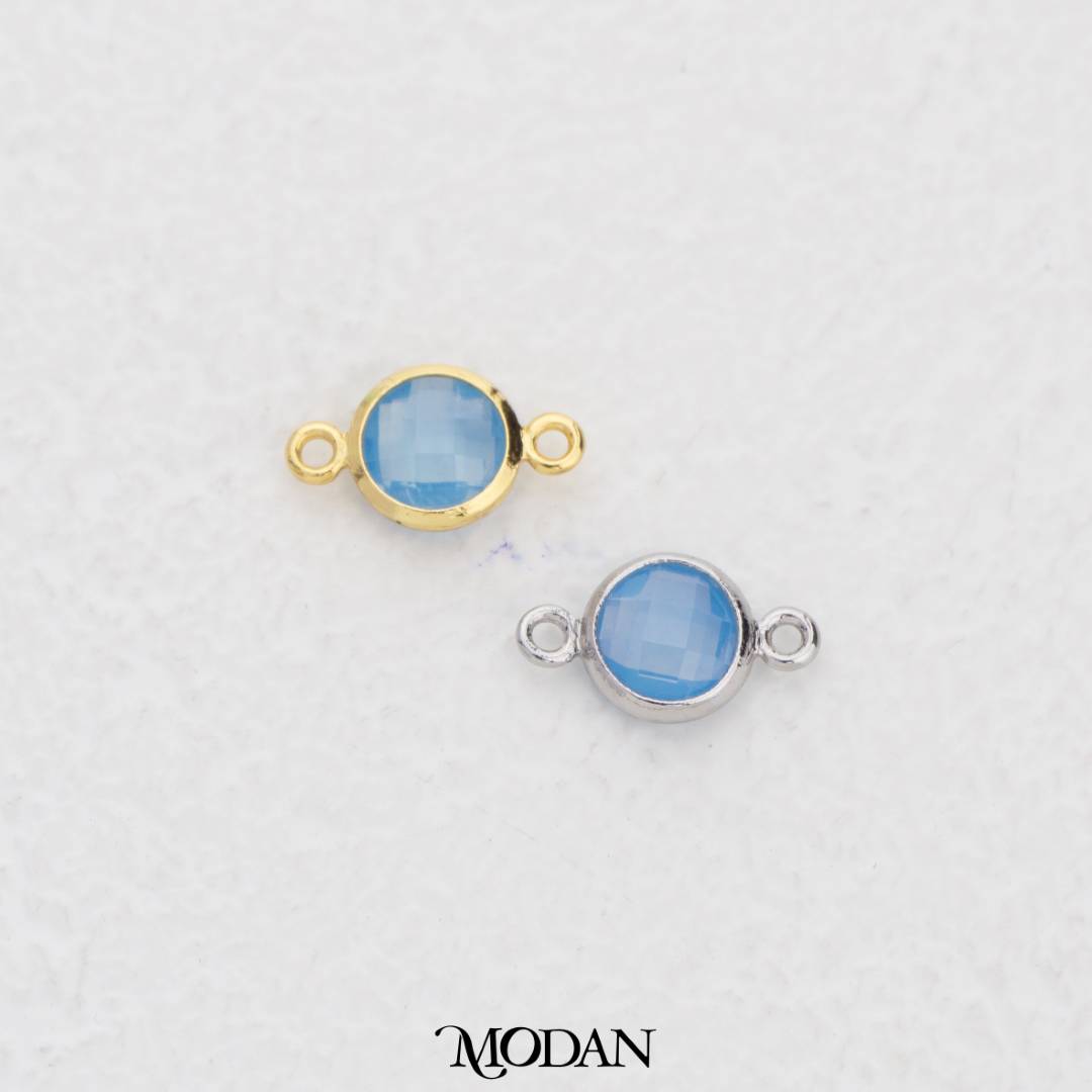 Colorful Faceted Birthstone DIY Connector Liontin Bulan Lahir Warna-Warni Hypoallergenic Gold Filled