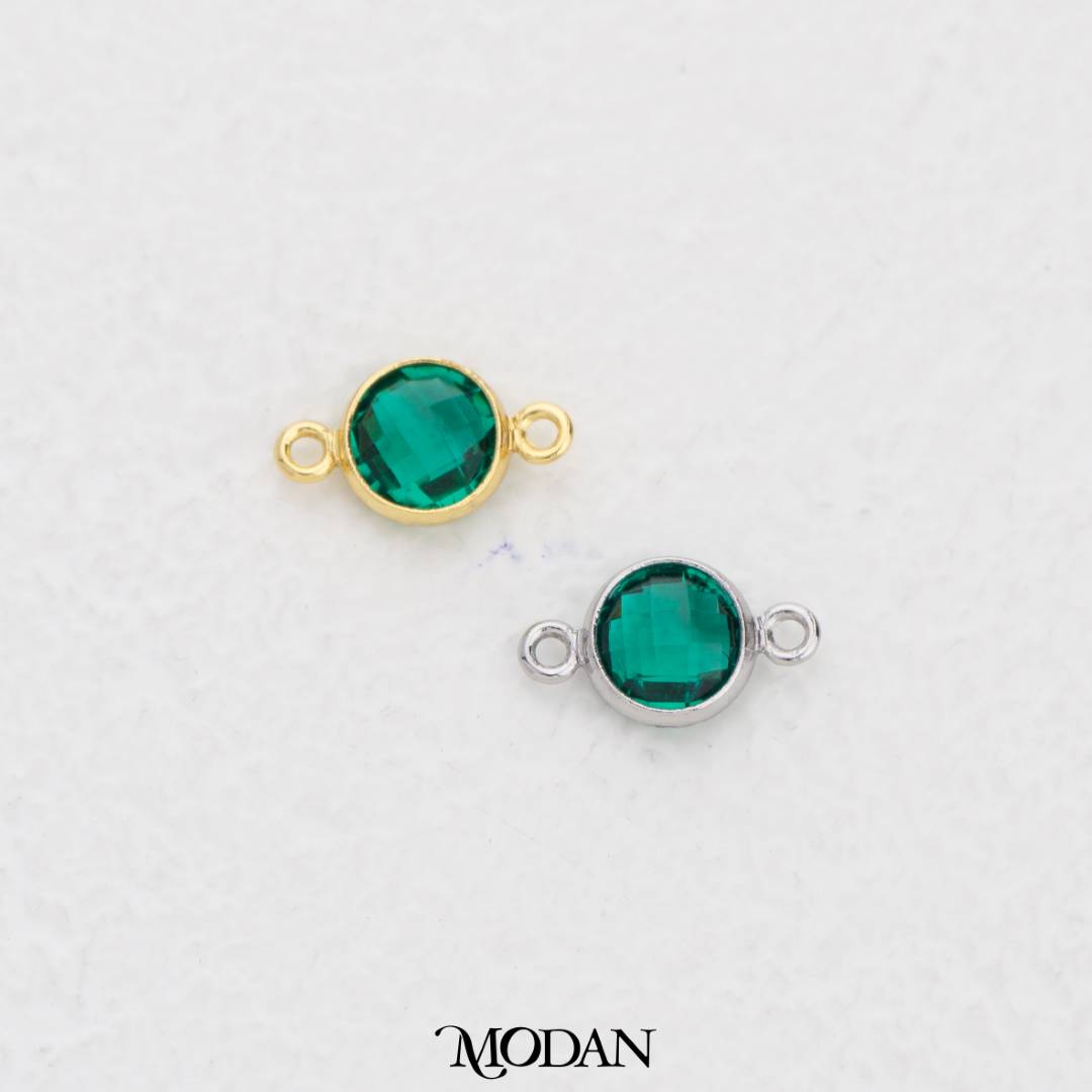 Colorful Faceted Birthstone DIY Connector Liontin Bulan Lahir Warna-Warni Hypoallergenic Gold Filled