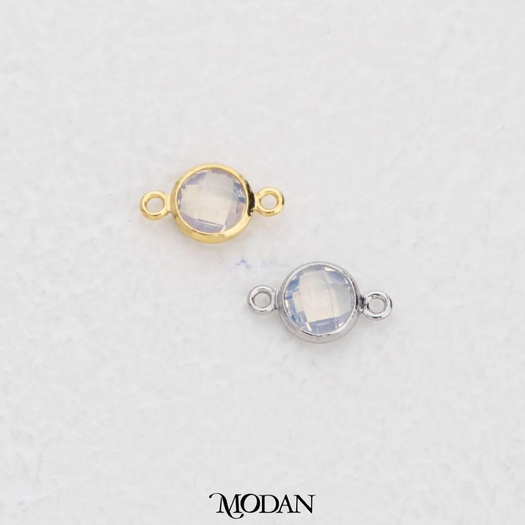 Colorful Faceted Birthstone DIY Connector Liontin Bulan Lahir Warna-Warni Hypoallergenic Gold Filled