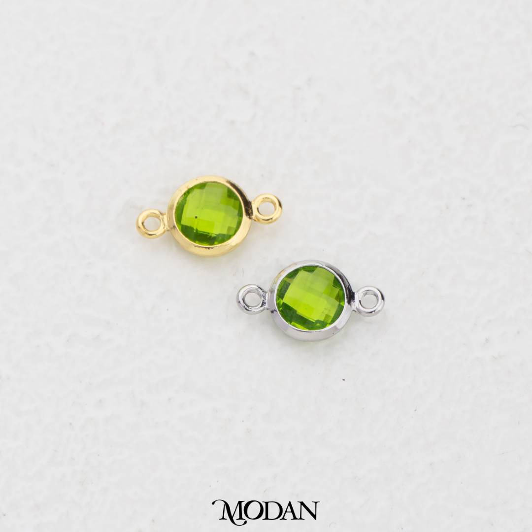 Colorful Faceted Birthstone DIY Connector Liontin Bulan Lahir Warna-Warni Hypoallergenic Gold Filled