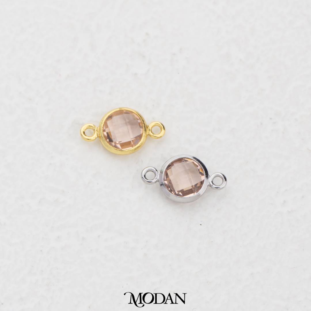 Colorful Faceted Birthstone DIY Connector Liontin Bulan Lahir Warna-Warni Hypoallergenic Gold Filled