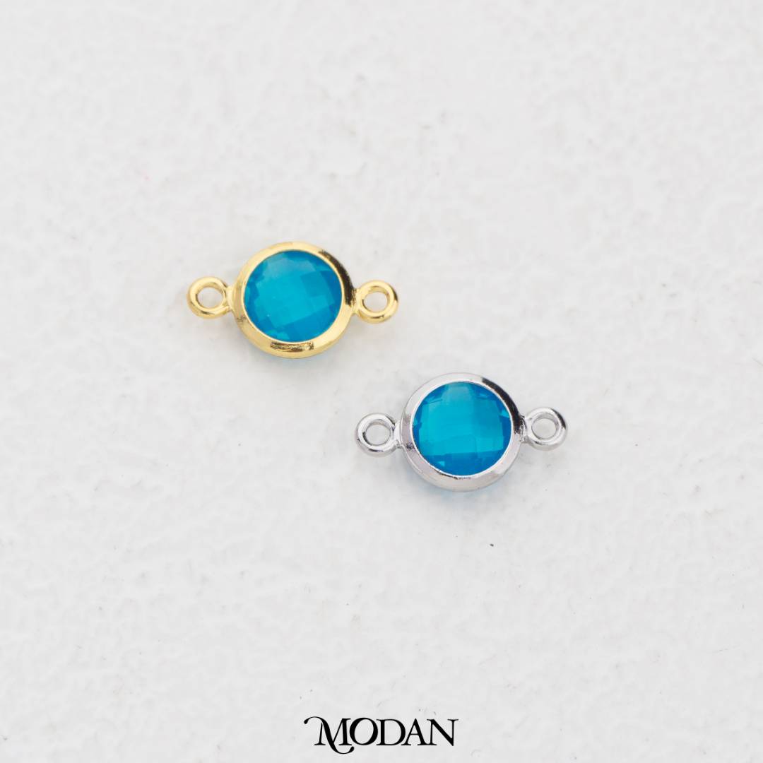 Colorful Faceted Birthstone DIY Connector Liontin Bulan Lahir Warna-Warni Hypoallergenic Gold Filled