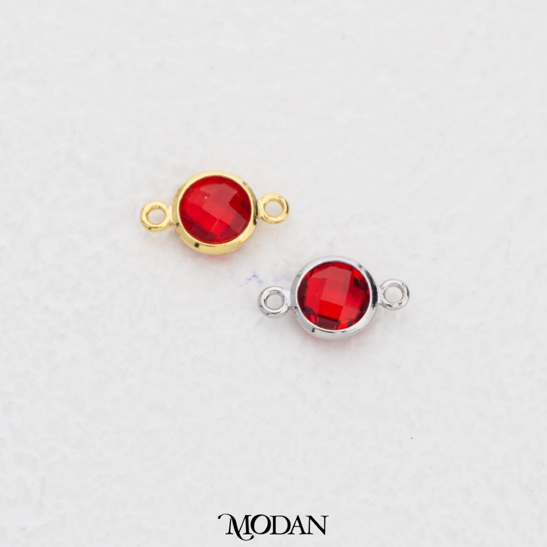Colorful Faceted Birthstone DIY Connector Liontin Bulan Lahir Warna-Warni Hypoallergenic Gold Filled