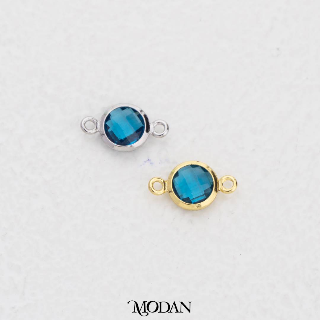 Colorful Faceted Birthstone DIY Connector Liontin Bulan Lahir Warna-Warni Hypoallergenic Gold Filled