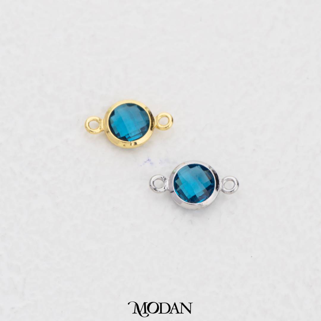 Colorful Faceted Birthstone DIY Connector Liontin Bulan Lahir Warna-Warni Hypoallergenic Gold Filled