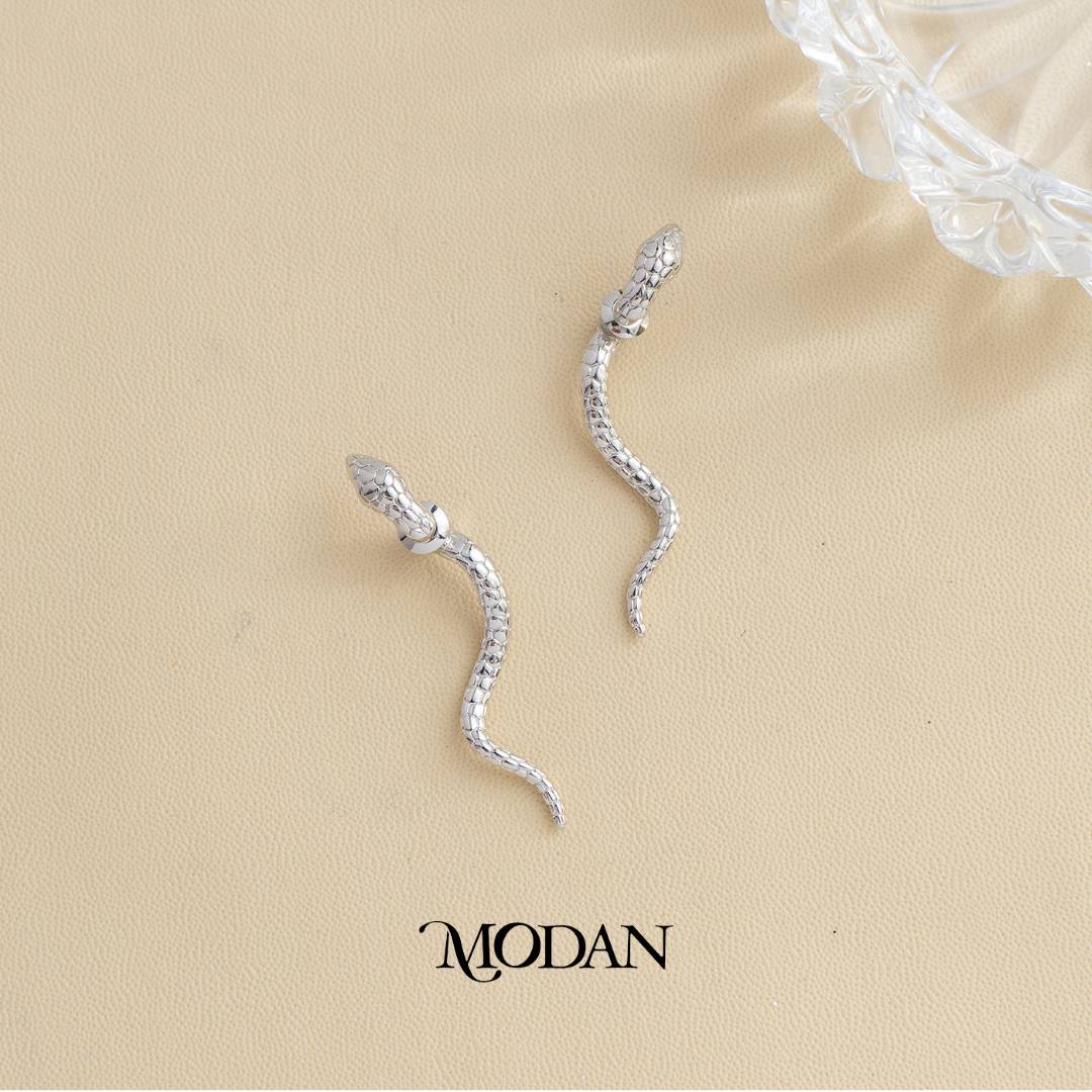 Snake Wavy Ear Jacket Earrings 2in1 Style Anting Tusuk dan Anting Jurai Ular Premium Gold Filled Hypoallergenic