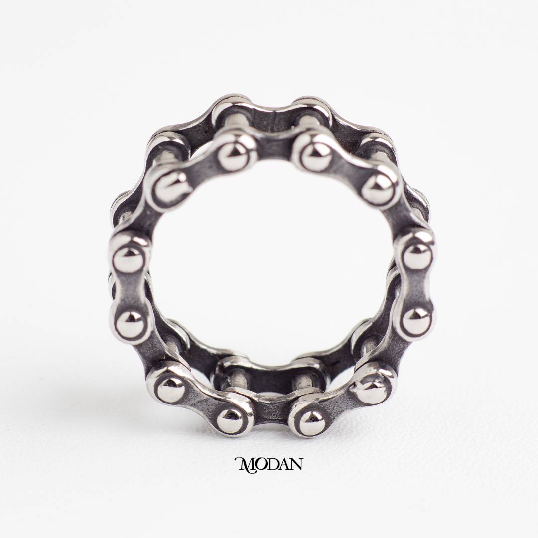 Vintage Gothic Mechanical Link Ring Cincin Pria Rantai Mekanik Vintage Hypoallergenic Stainless Steel