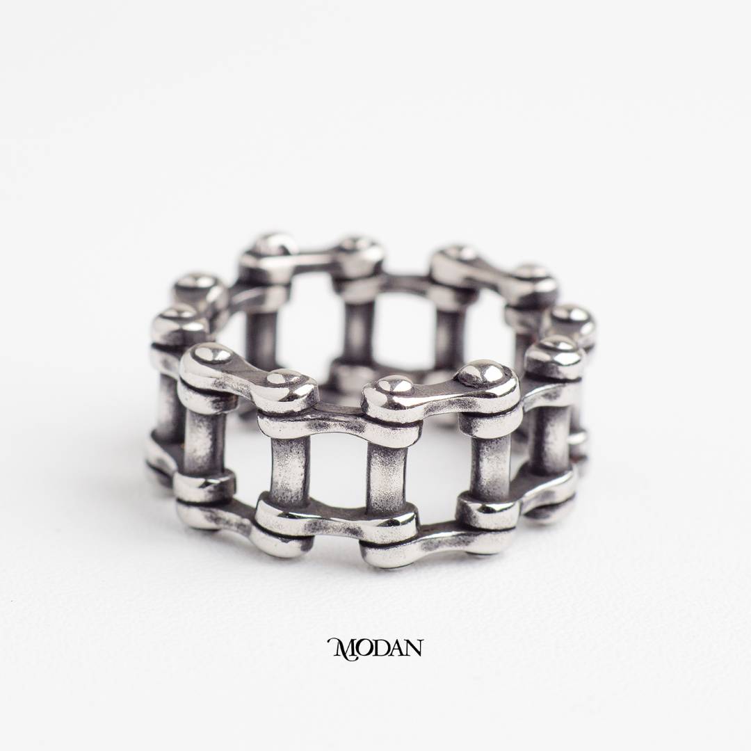 Vintage Gothic Mechanical Link Ring Cincin Pria Rantai Mekanik Vintage Hypoallergenic Stainless Steel