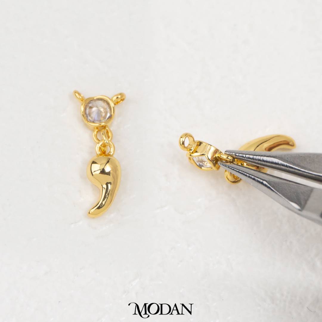 Semicolon Symbol DIY Connector Liontin Konektor Titik Koma Hypoallergenic Gold Filled