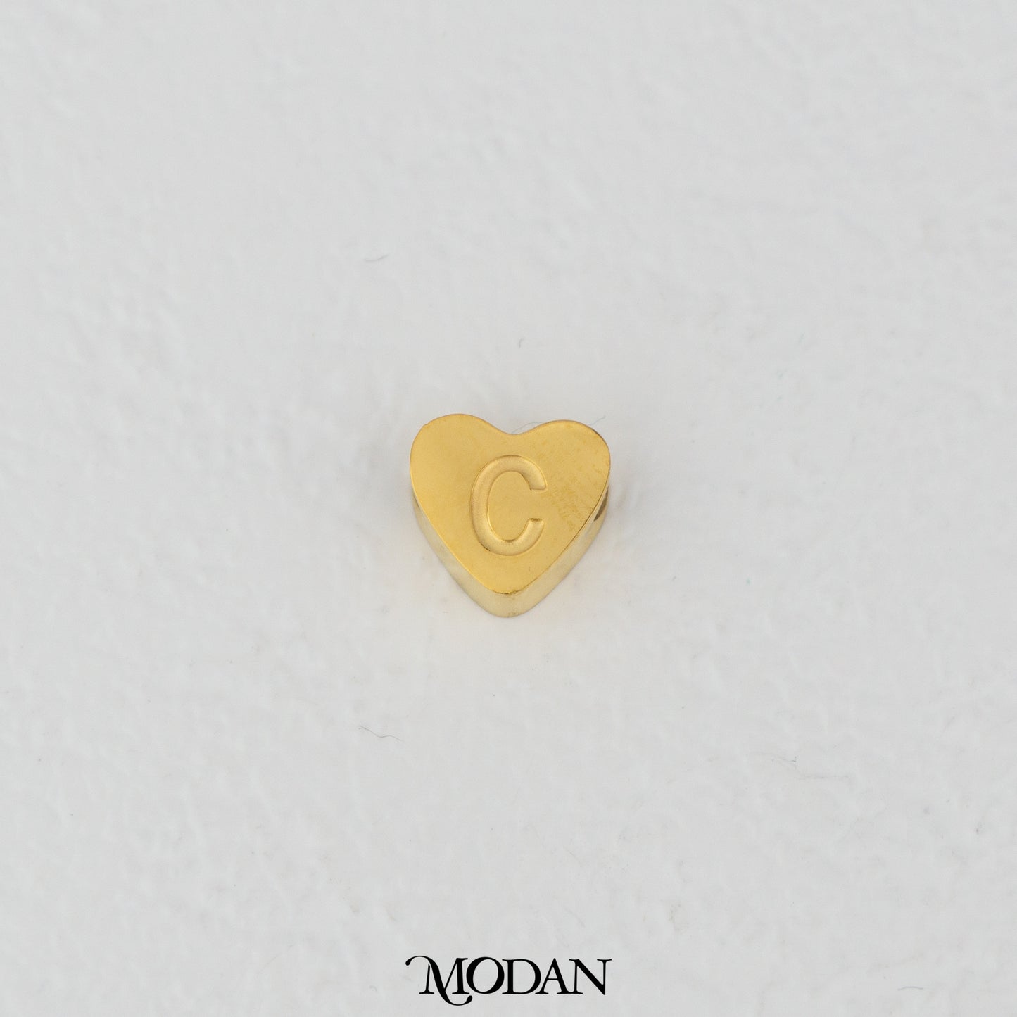 Titanium Steel Mini Plain A-Z Initial Alphabet Love Shaped DIY Beads Charm Beads Manik Liontin Kalung Huruf Bentuk Hati Hypoallergenic Stainless Steel