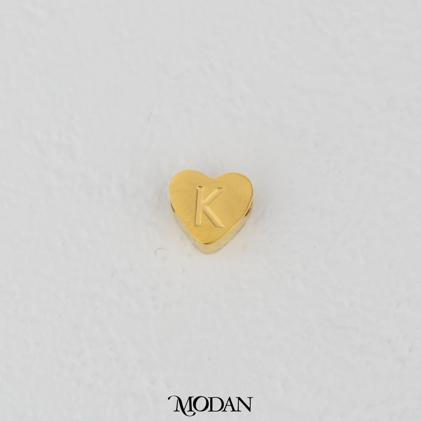 Titanium Steel Mini Plain A-Z Initial Alphabet Love Shaped DIY Beads Charm Beads Manik Liontin Kalung Huruf Bentuk Hati Hypoallergenic Stainless Steel
