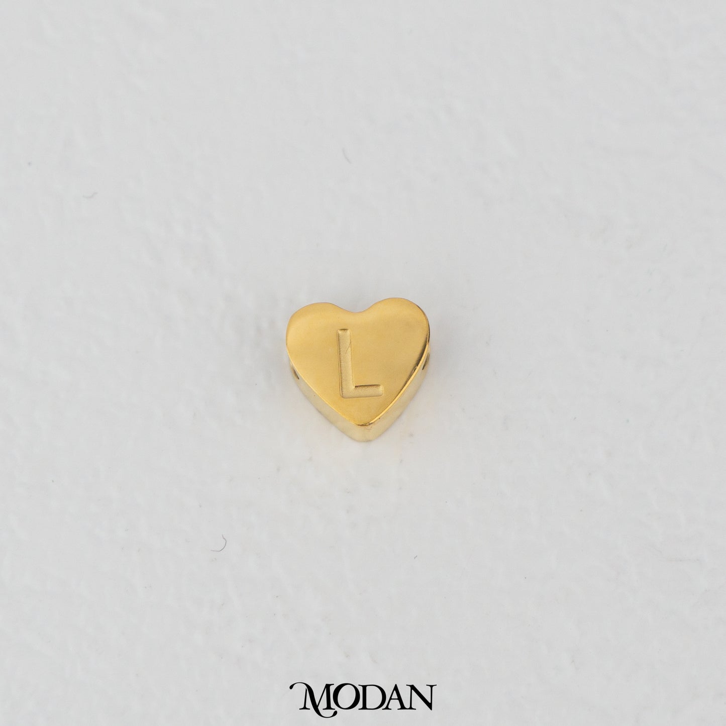 Titanium Steel Mini Plain A-Z Initial Alphabet Love Shaped DIY Beads Charm Beads Manik Liontin Kalung Huruf Bentuk Hati Hypoallergenic Stainless Steel