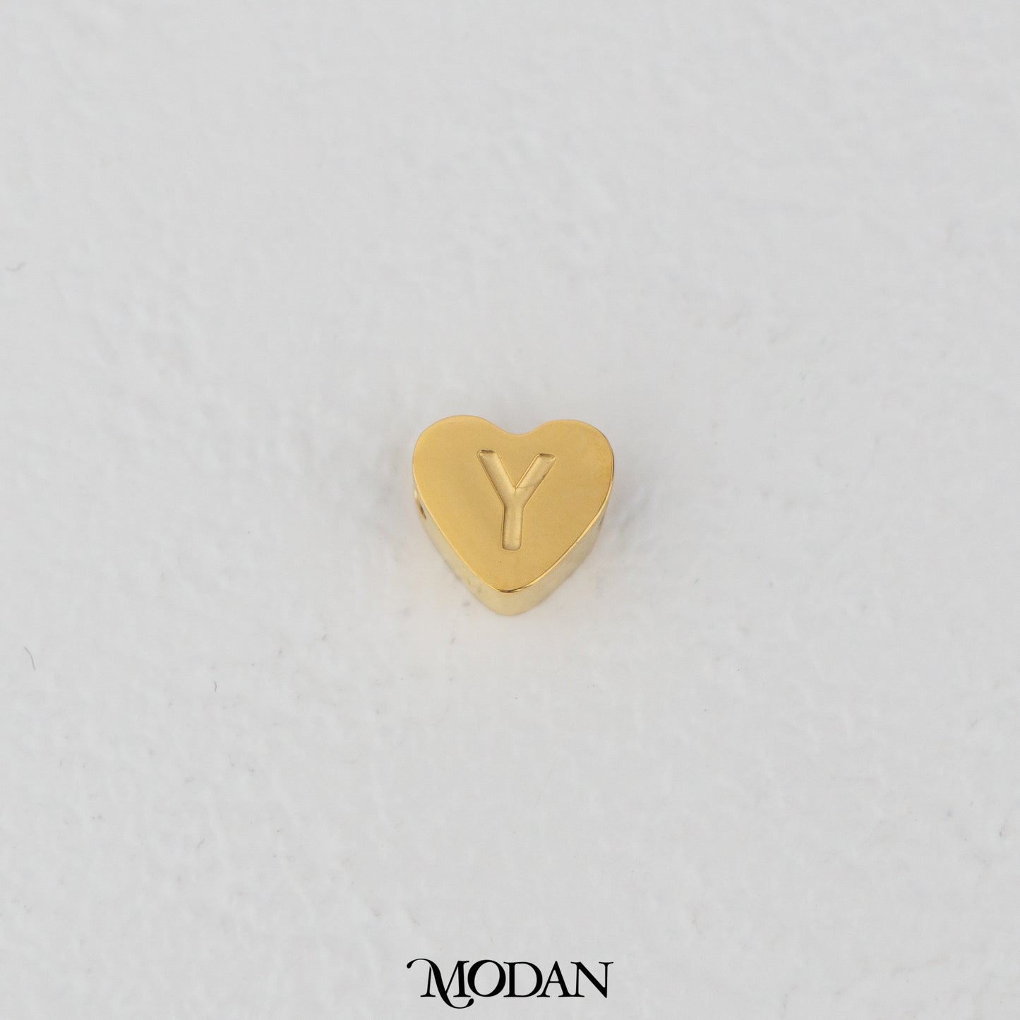 Titanium Steel Mini Plain A-Z Initial Alphabet Love Shaped DIY Beads Charm Beads Manik Liontin Kalung Huruf Bentuk Hati Hypoallergenic Stainless Steel