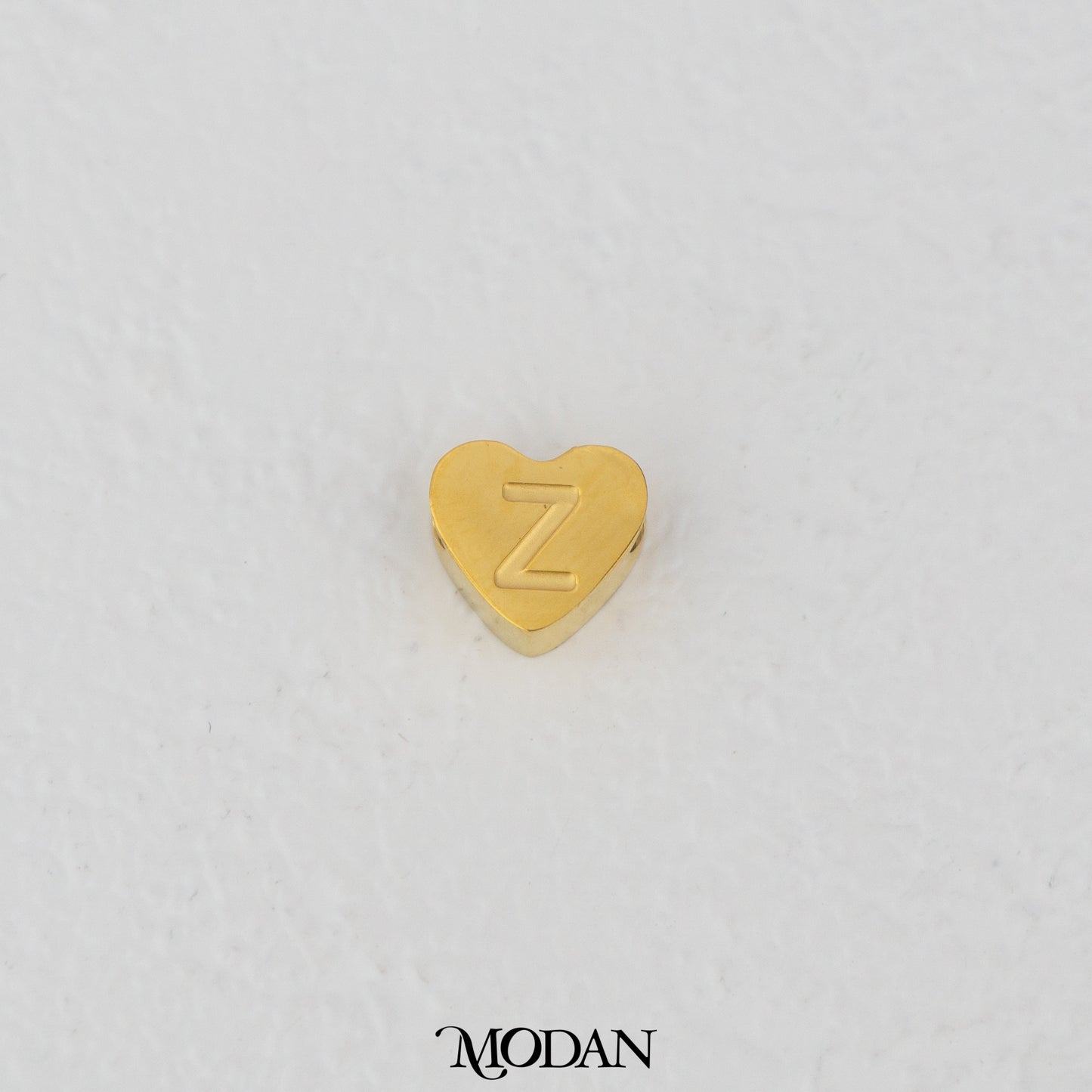 Titanium Steel Mini Plain A-Z Initial Alphabet Love Shaped DIY Beads Charm Beads Manik Liontin Kalung Huruf Bentuk Hati Hypoallergenic Stainless Steel