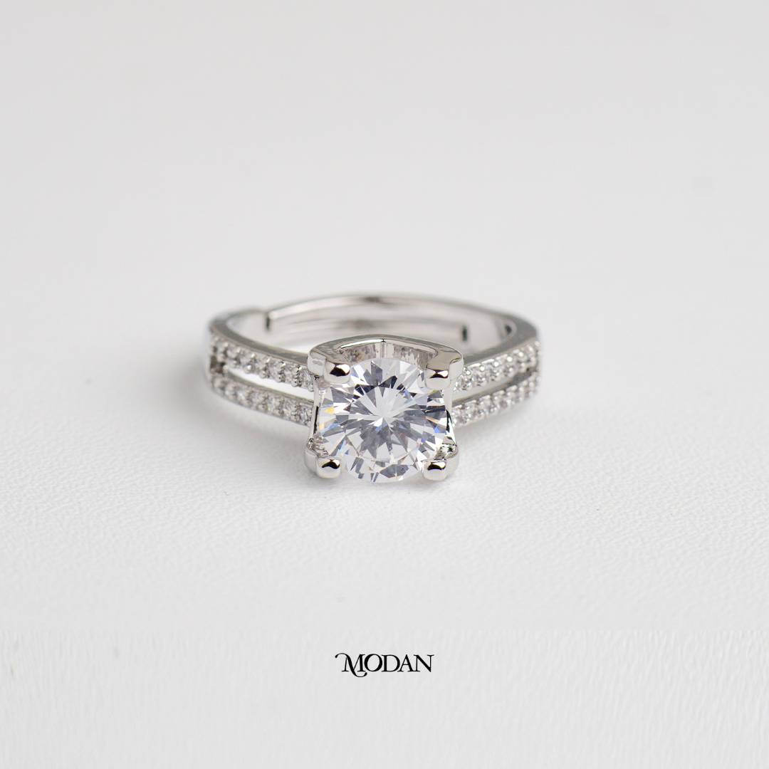 Sparkling Round Double Row Ring Cincin Bulat Dua Baris Hypoallergenic Gold Plated