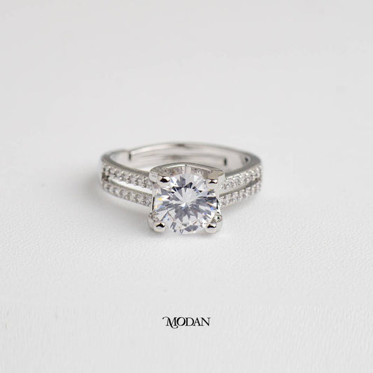 Sparkling Round Double Row Ring Cincin Bulat Dua Baris Hypoallergenic Gold Plated