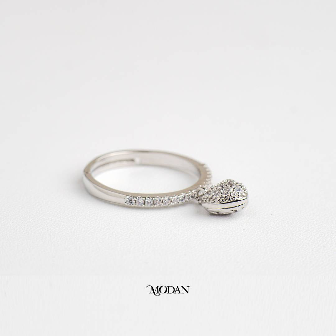 Sweet Heart Dangle Cahrm Ring Cincin Bandul Hati Menjuntai Hypoallergenic Gold Plated