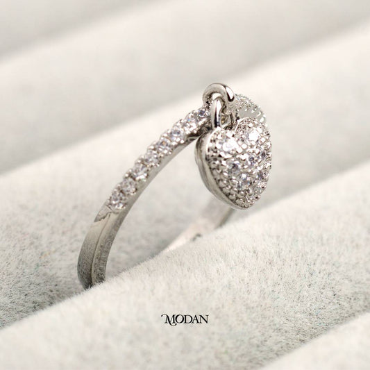 Sweet Heart Dangle Cahrm Ring Cincin Bandul Hati Menjuntai Hypoallergenic Gold Plated