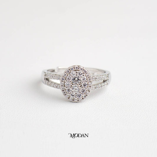 Sparkling Oval Double Row Ring Cincin Oval Dua Baris Hypoallergenic Gold Plated