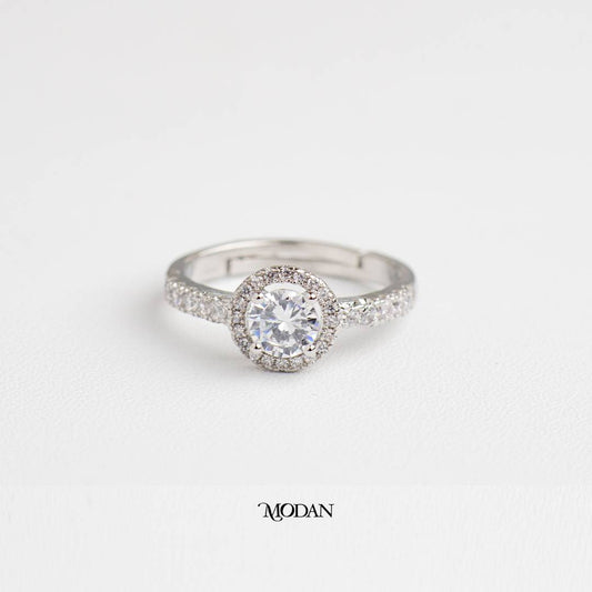Elegant Sparkling Round Cluster Statement Ring Cincin Bulat Pesta Hypoallergenic Gold Plated