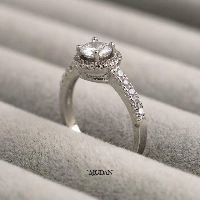 Elegant Sparkling Round Cluster Statement Ring Cincin Bulat Pesta Hypoallergenic Gold Plated
