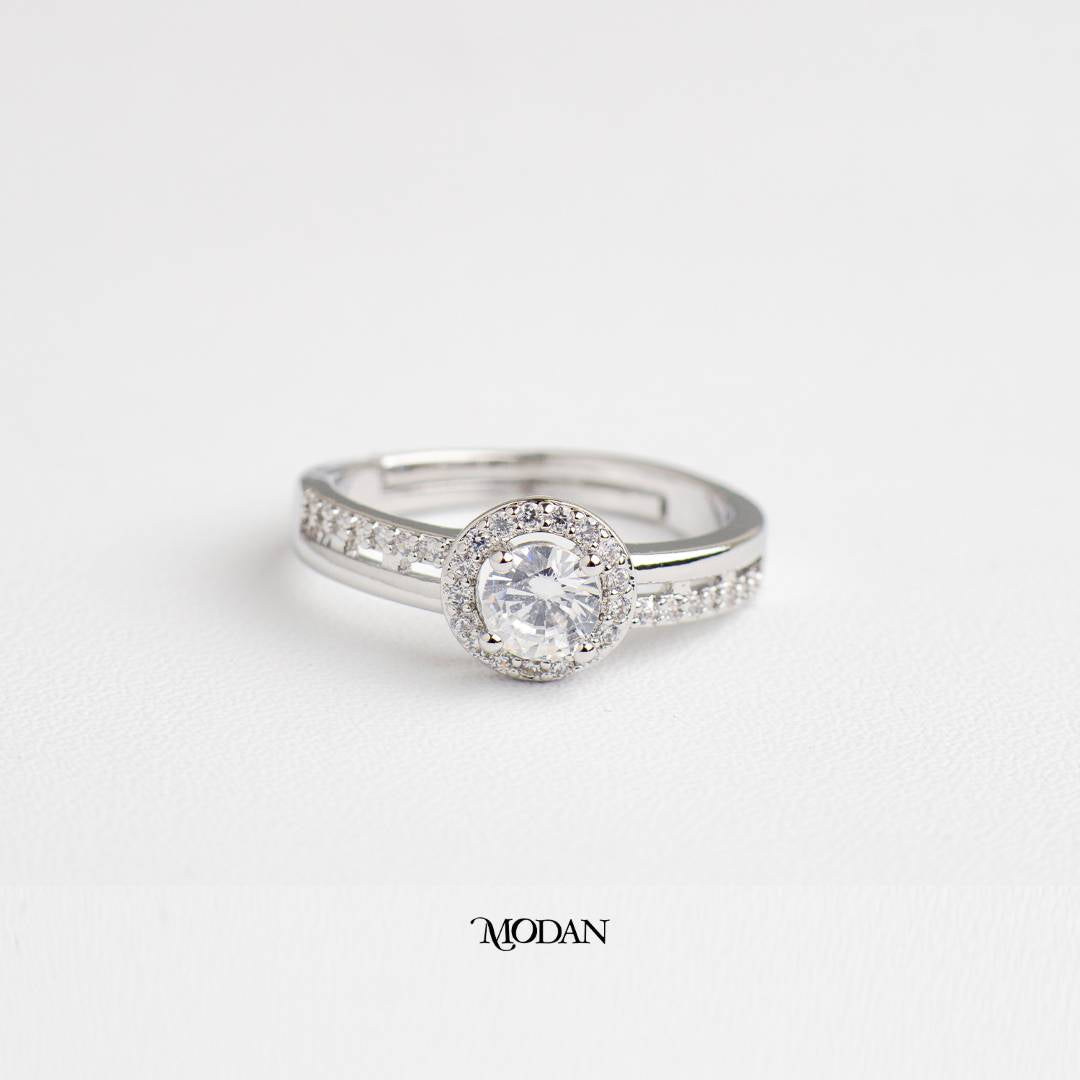 Sparkling Round Double Band Ring Cincin Bulat Dua Lapis Hypoallergenic Gold Plated