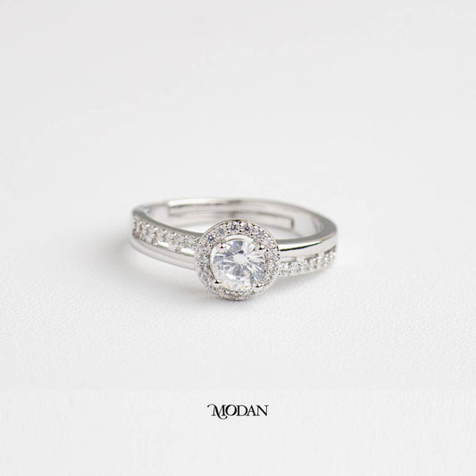 Sparkling Round Double Band Ring Cincin Bulat Dua Lapis Hypoallergenic Gold Plated