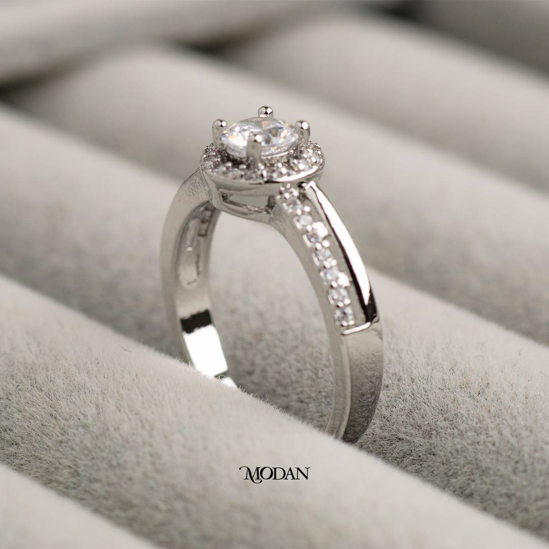 Sparkling Round Double Band Ring Cincin Bulat Dua Lapis Hypoallergenic Gold Plated