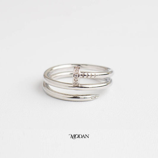 Minimalist Silver Nail Spiral Ring Cincin Lilit Paku Spiral Hypoallergenic Gold Plated