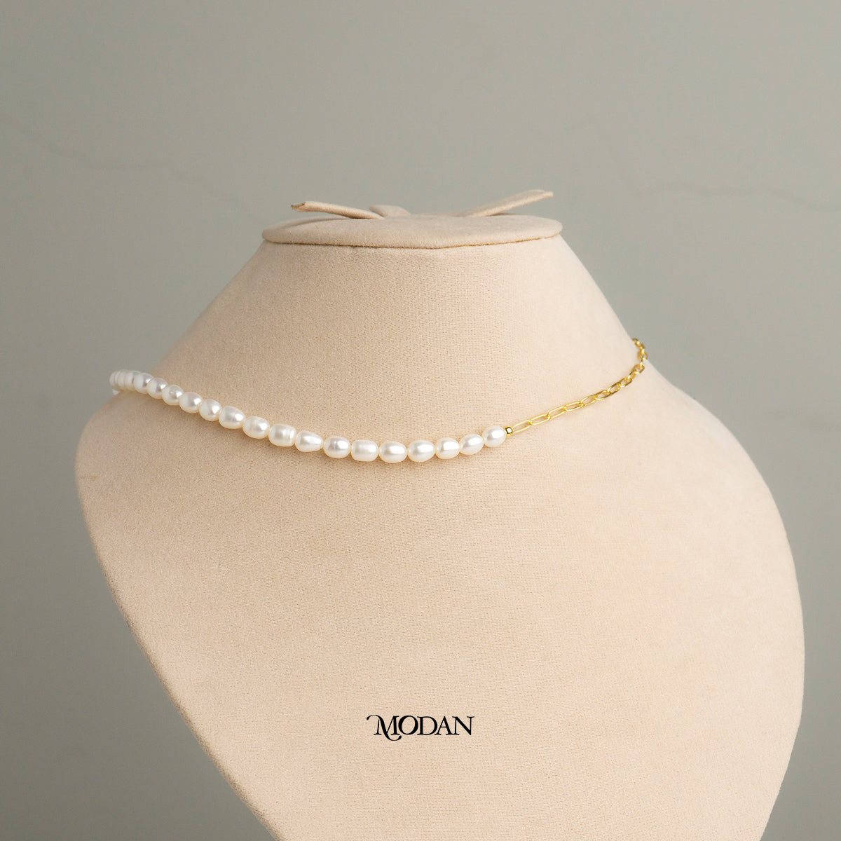 46.5cm Star Toggle White Freshwater Beaded Paperclip Necklace Kalung Mutiara Air Tawar Hypoallergenic Gold Plated