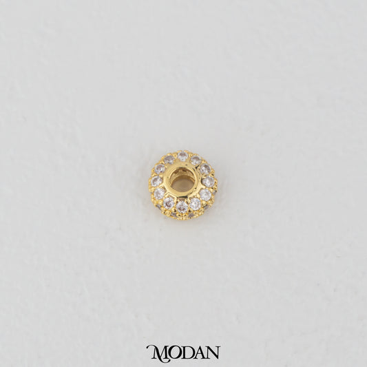 Mini Micro Paved Round DIY Beads Manik Liontin Kalung/Gelang Bulat Berlian Pasir Kecil Hypoallergenic Gold Filled