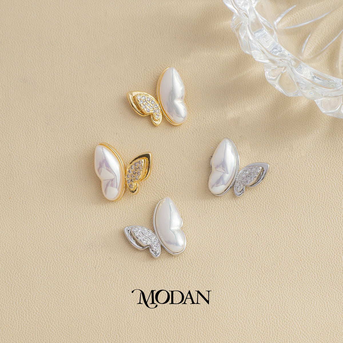 15mm Korean White Butterfly Animal Stud Earrings Anting Kupu Kupu Putih Gold Filled Hypoallergenic