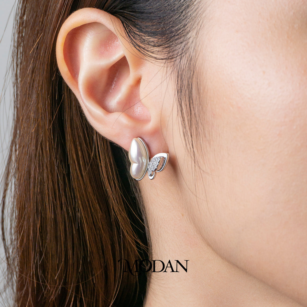 15mm Korean White Butterfly Animal Stud Earrings Anting Kupu Kupu Putih Gold Filled Hypoallergenic