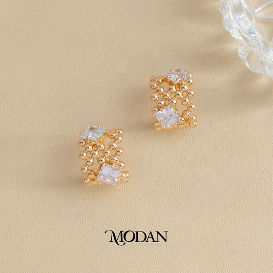 (18x15mm) Sparkling Rosegold Chunky Bubble C-Hoops Earrings Anting Pesta Bold Statement Hypoallergenic