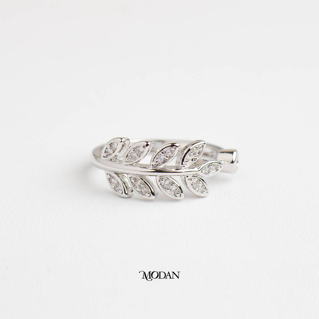 Dainty Olive Leaf Ring Cincin Daun Zaitun Hypoallergenic Gold Plated
